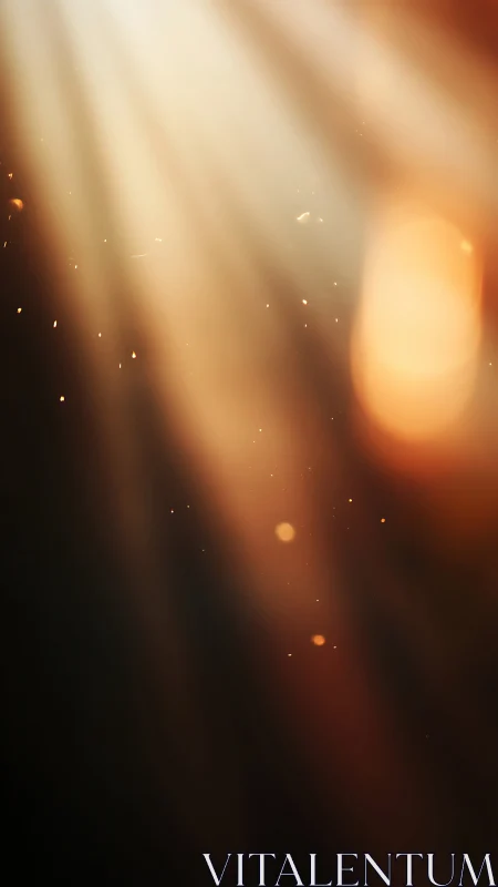 Golden sunbeams drifting through softly glowing dust specks.