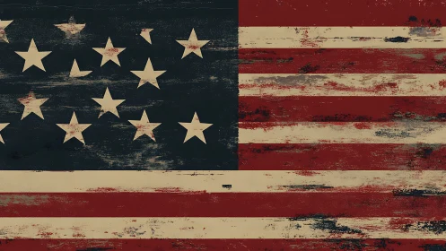 Distressed American flag texture with weathered vintage colors