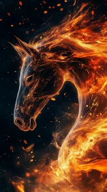 Fiery spectral horse bursts from swirling embers