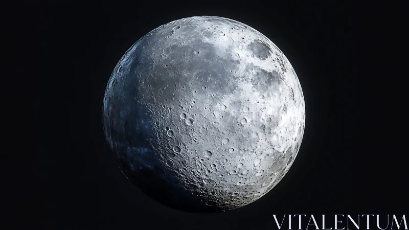 Lunar surface with detailed craters against dark background.