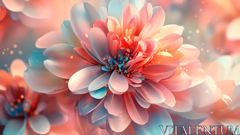 Luminous Dahlia Bloom with Gradient Petals and Bokeh Effects.