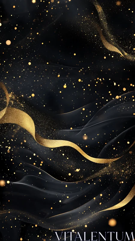 Golden ribbons drift gently through a deep night sky