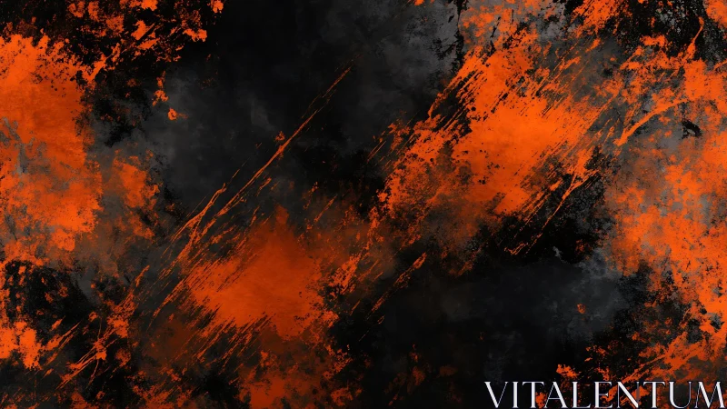 Striking Abstract Grunge Texture with Bold Orange and Black Strokes.