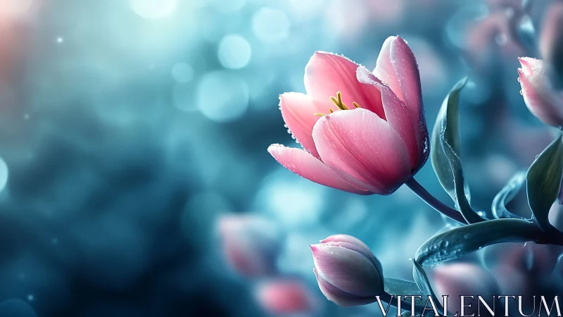 Frost-Kissed Tulips in Soft Focus: Macro Botanical Depth.