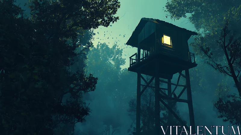 Solitary Light in the Forest Canopy.