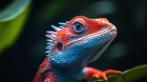 Vibrant reptile portrait glows against a deep jungle blur