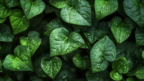 Rain-kissed heart leaves weave a lush emerald tapestry.