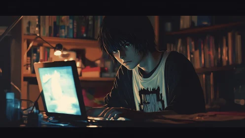 Midnight coder bends neon light into quiet rebellion