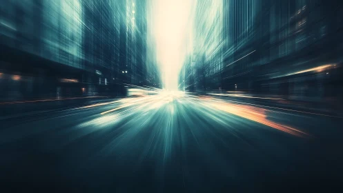 Cyberpunk velocity corridor in luminous urban vanishing point.