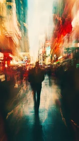 Neo-urban silhouette in chromatic motion blur perspective.