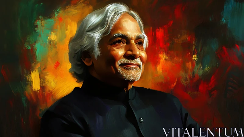 Elder dreamer glows against swirling crimson dusk canvas.