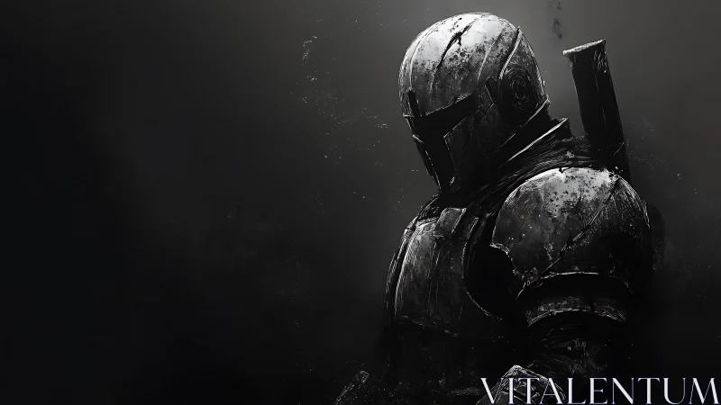 Steel-shadow wanderer brooding in a storm of ash and echoes.