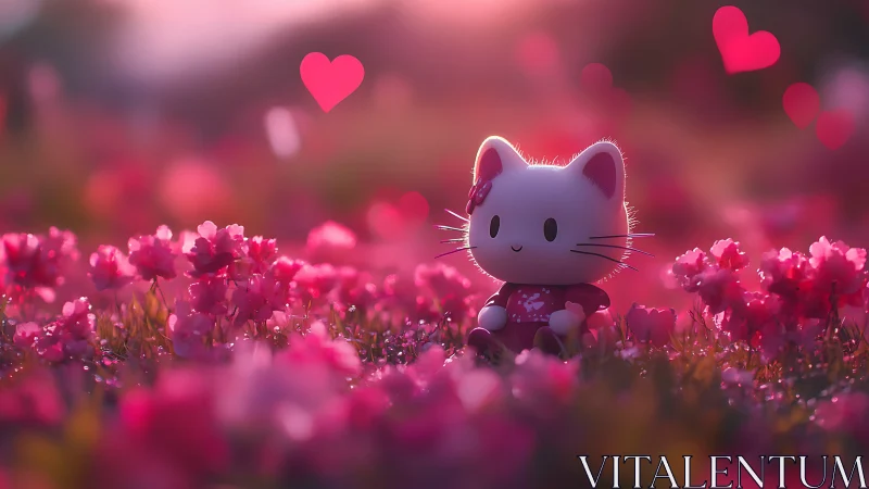 Kawaii Feline Dreams in Blossom Paradise