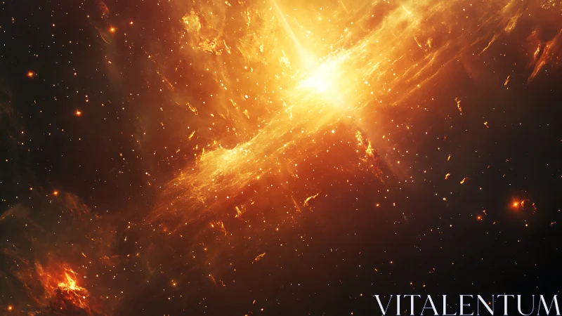 Stellar embers whirl as a newborn sun tears open the void