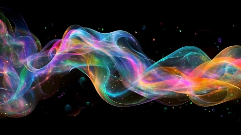 Spectral fluid dynamics of intertwined luminous color ribbons.