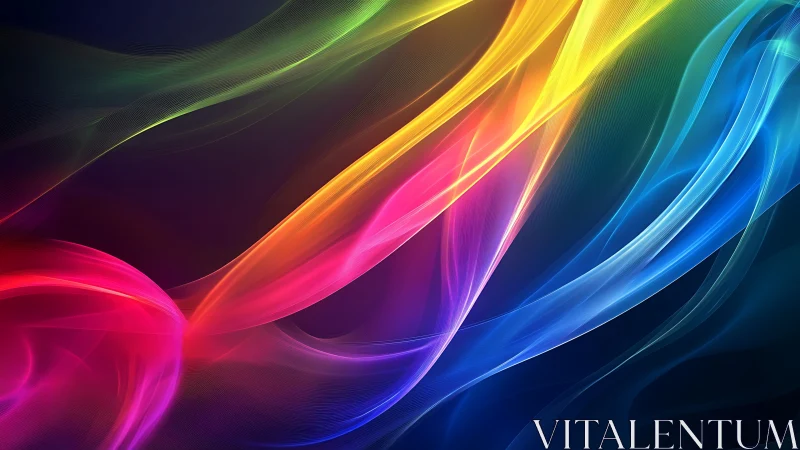 Prismatic light ribbons flow across deep chromatic gradient.