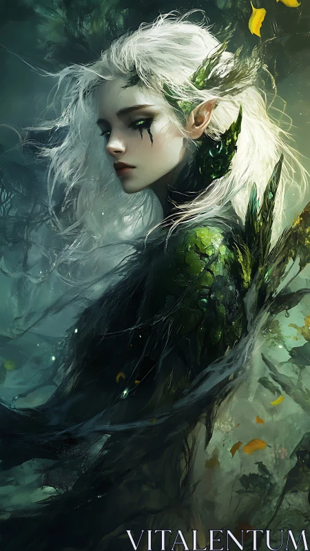 Sylvan elf portrait merges foliage armor with ethereal backlight