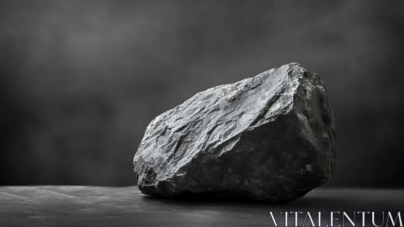Photorealistic basalt rock study with low-key studio lighting.