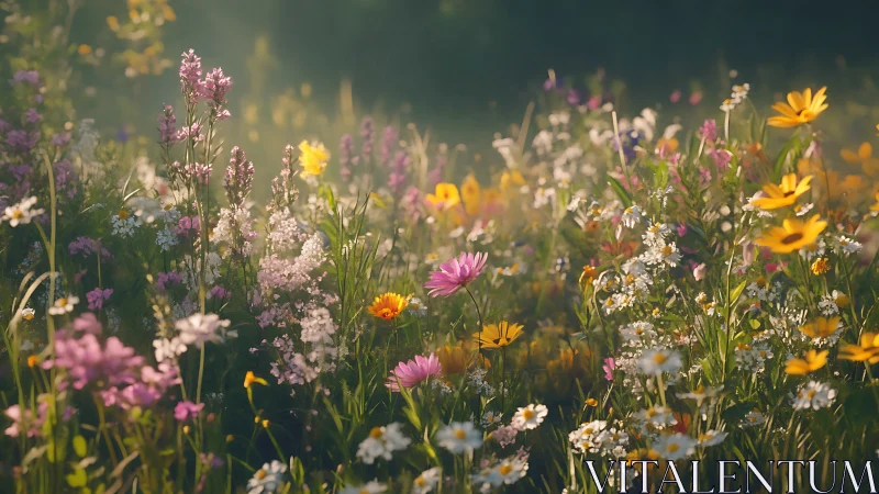 Wildflower Meadow Blooms in Golden Light.