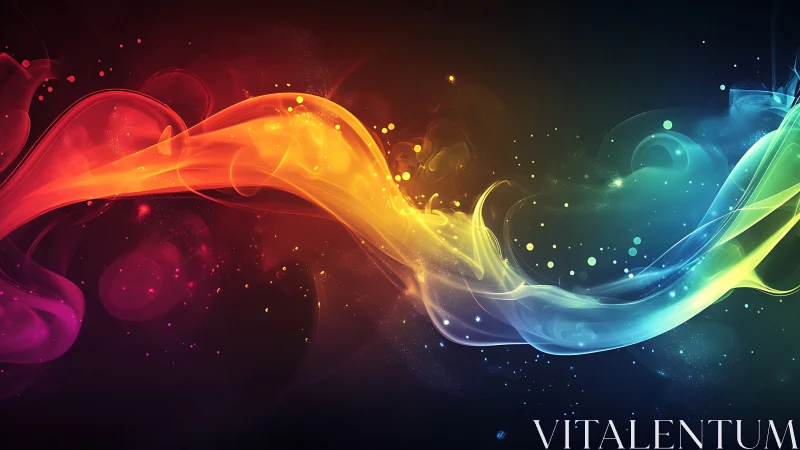 Colorful ribbons of light dance gently across a dark sky