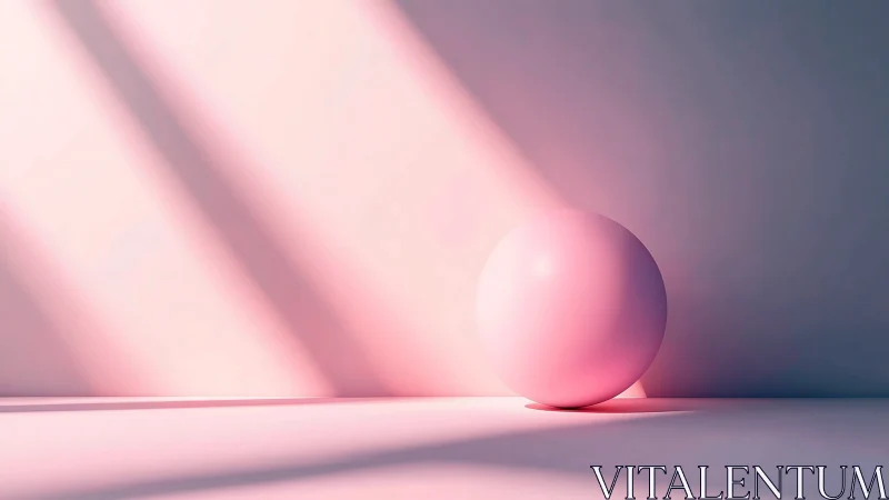 Luminous pink sphere bathing in soft diagonal sunbeams.