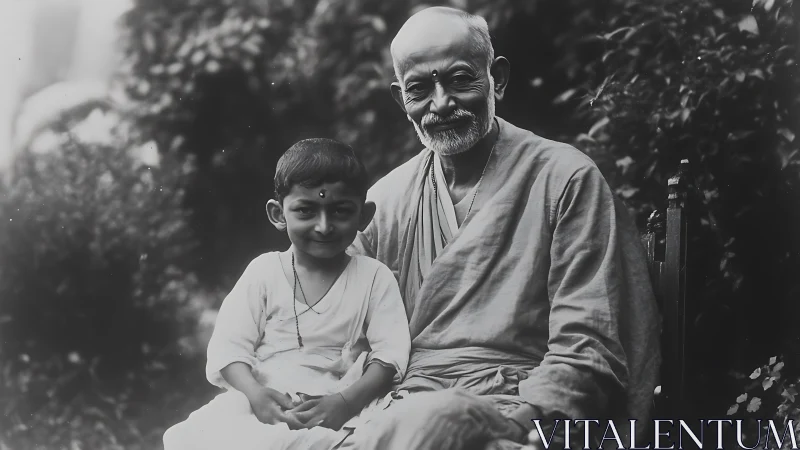 Intergenerational Portrait: Elderly Patriarch and Young Male Child.