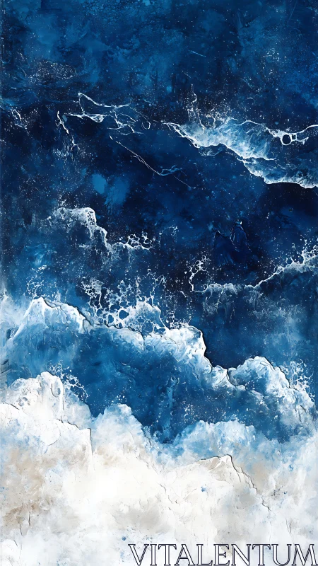 Abstract ocean turbulence rendered with layered impasto waveforms