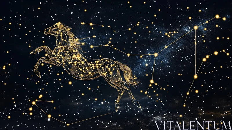Stellar equine constellation rendered in luminous linework.