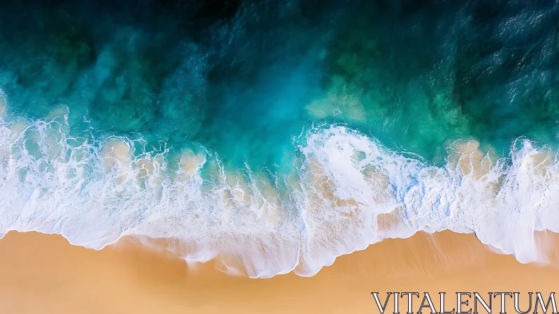 Aerial wave-front dynamics on littoral sand interface, high detail.