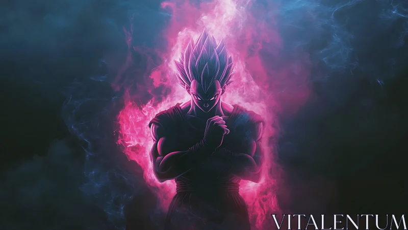 Electric anime warrior glowing with bold pink power.