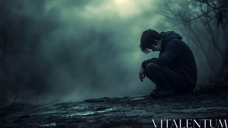 Quiet moment in the mist, where loneliness finds a voice.