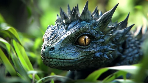 Tiny jungle dragon studies the world with molten gold eyes