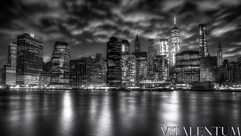 City lights etch electric runes across the midnight river