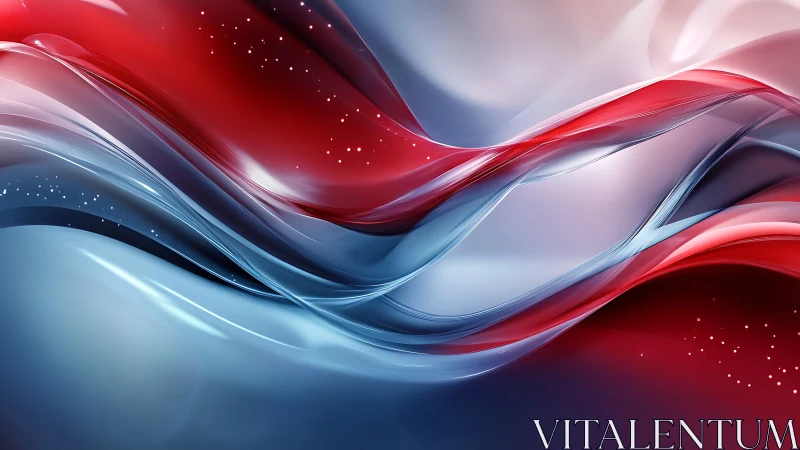 Red and blue flowing glass waves with glossy highlights.