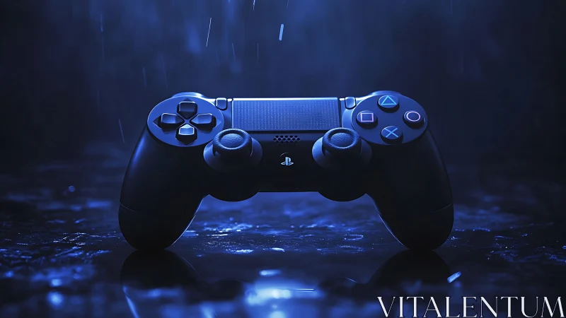 DualShock's Electric Dream: A Gaming Controller Glows in Digital Nights.