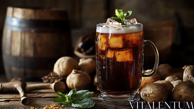 A refreshing iced cola drink awaits with natural botanicals