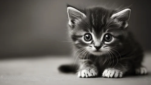 Felid Juvenile: Grayscale Portraiture with Directional Illumination.