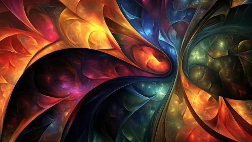 Swirling rainbow fractal waves invite a vivid, dreamlike gaze