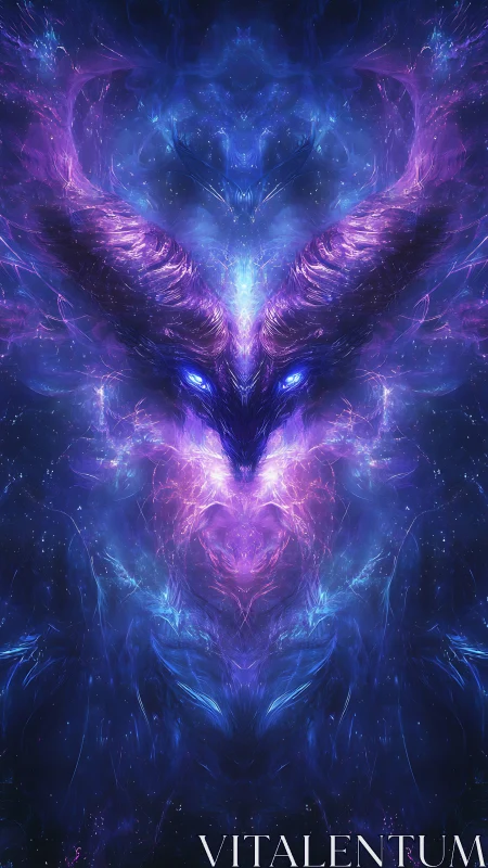 Symmetric spectral entity with fractal nebular horn architecture.