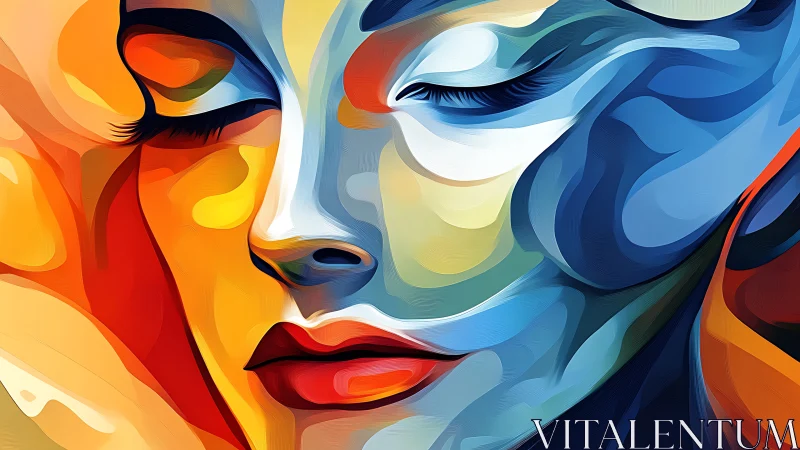 Dream-soft portrait bathed in bold, swirling color fields.