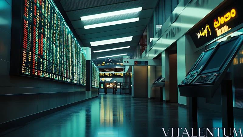 High frequency trading hall with digital tickers and terminals