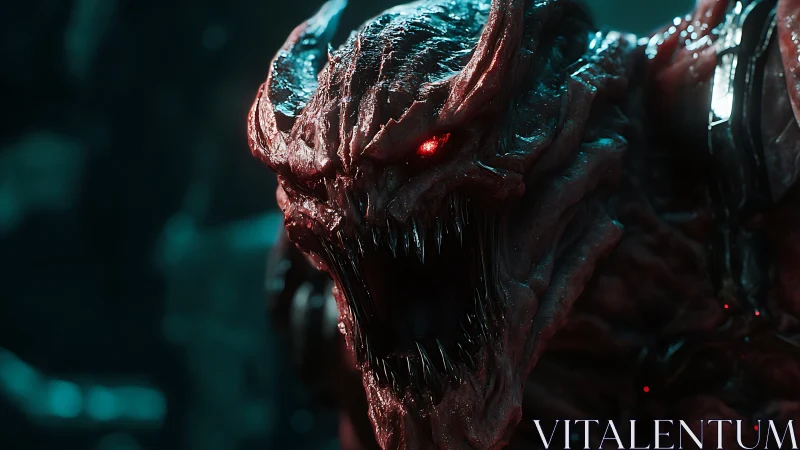 Bioluminescent demonic creature rendered in cinematic 3D close-up