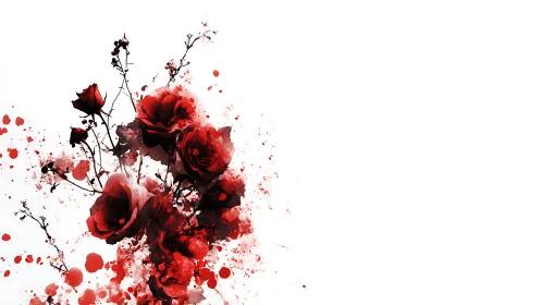 Watercolor Roses with Dispersing Pigment Splatter Technique.