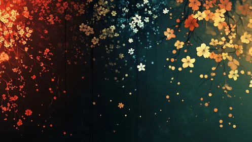 Cascading Floral Gradient: Red to Yellow Bloom Transition.