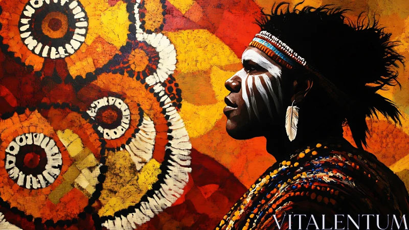 Profile of the Painted Elder amid Spiraling Sun Echoes.