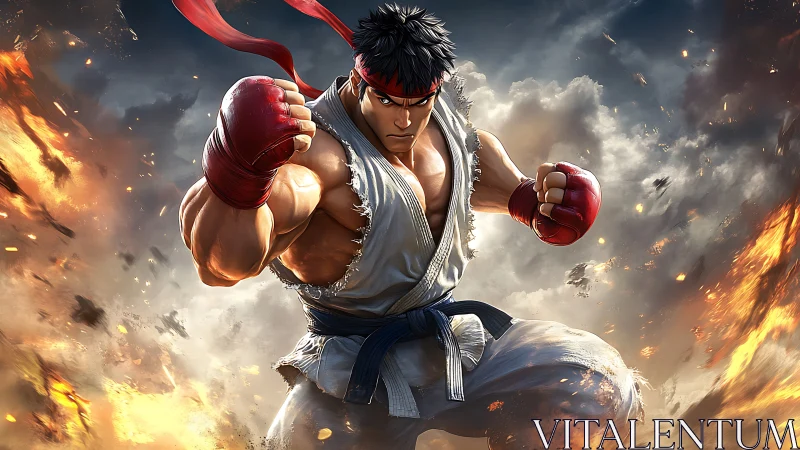 Storm-forged martial hero launches a blazing skyward punch