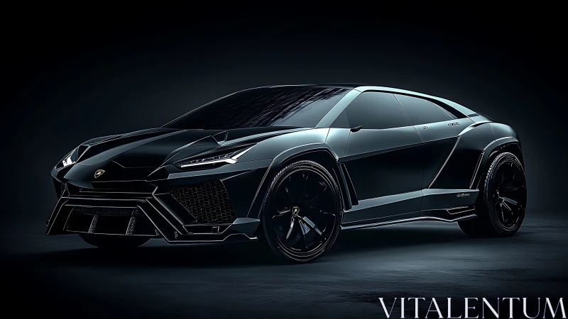 Black supercar SUV showcases sculpted body and stealth lines.