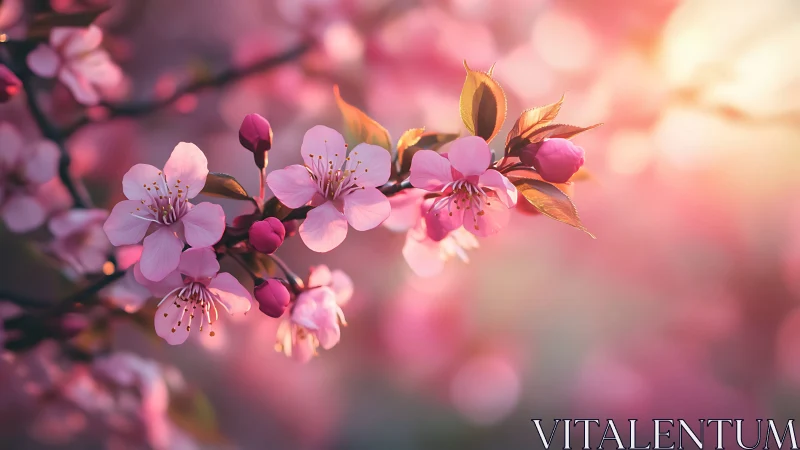 Spring Blossoms Glowing in Golden Light.