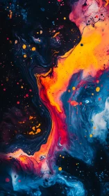 Molten nebula river cuts through deep cosmic blues