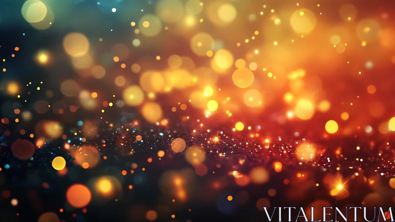 Golden bokeh lights on blurred background, festive abstract style.